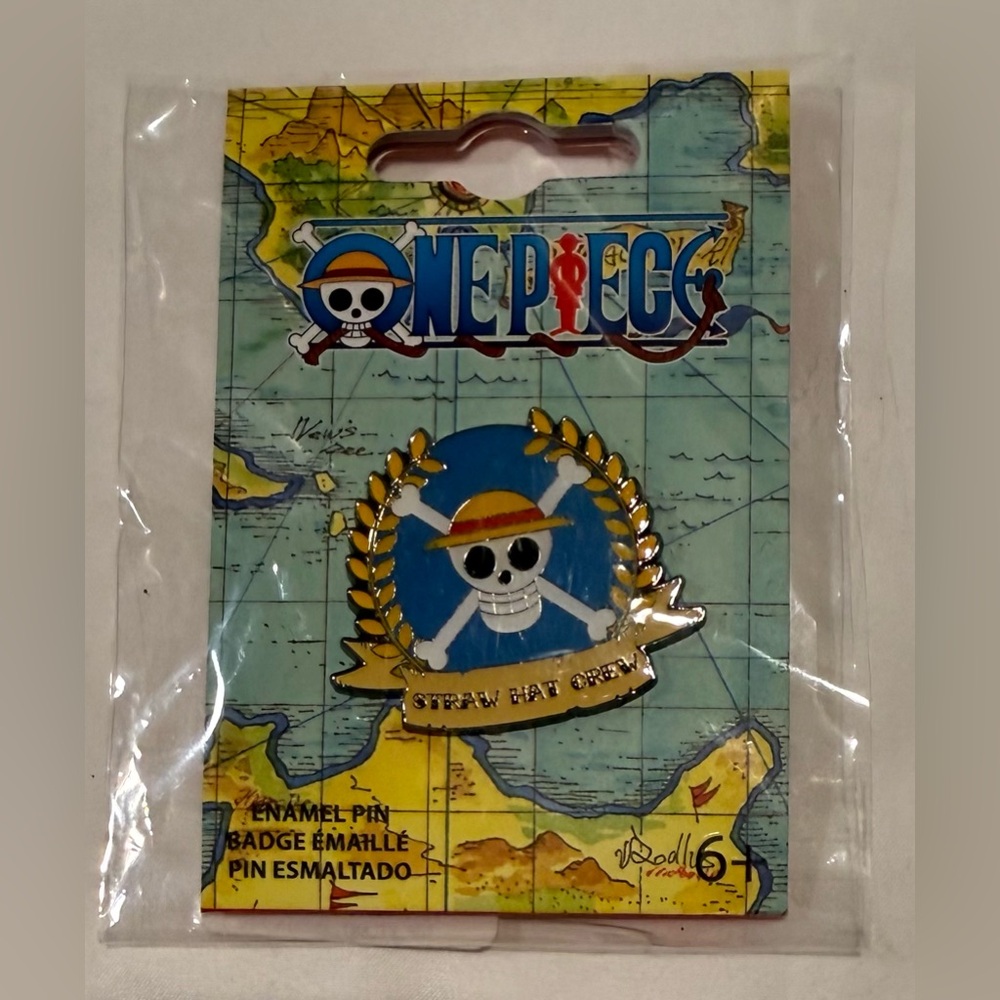 One piece straw hat crew enamel pin